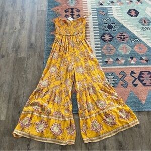 Free people new Floral Yellow Jumpsuit